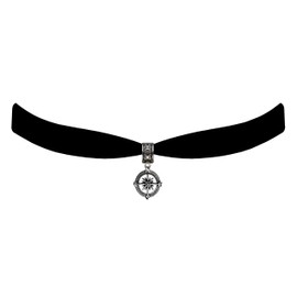 Victorian Vault Black Velvet Choker Jewelry Compass Pendant Necklace