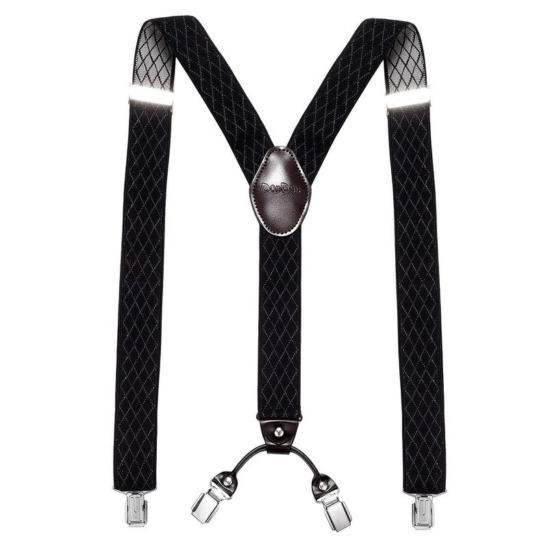 DonDon Men's Braces Extra Strong 3.5 cm Wide with 4