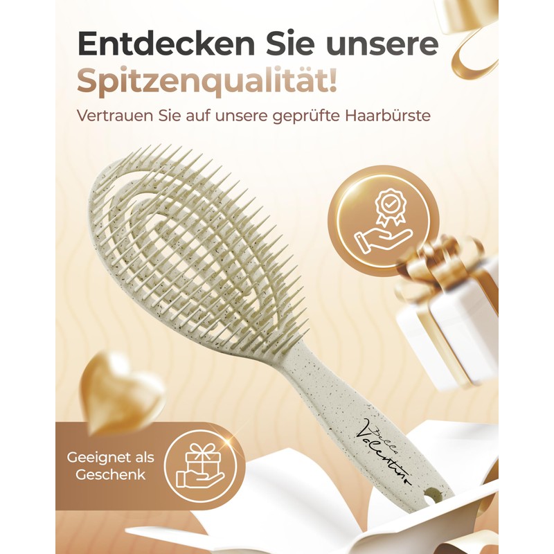 BellaValentino - 100% Biodegradable Wheat Straw Hair Brush - Environmentally