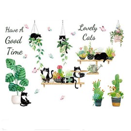 Eabdice Plants Wall Stickers, Wall Stickers, Green Potted Plant Wall Stickers, Potted Plant Decoration, Wall Sticker for Wall Decoration in Living Room, Study, Office