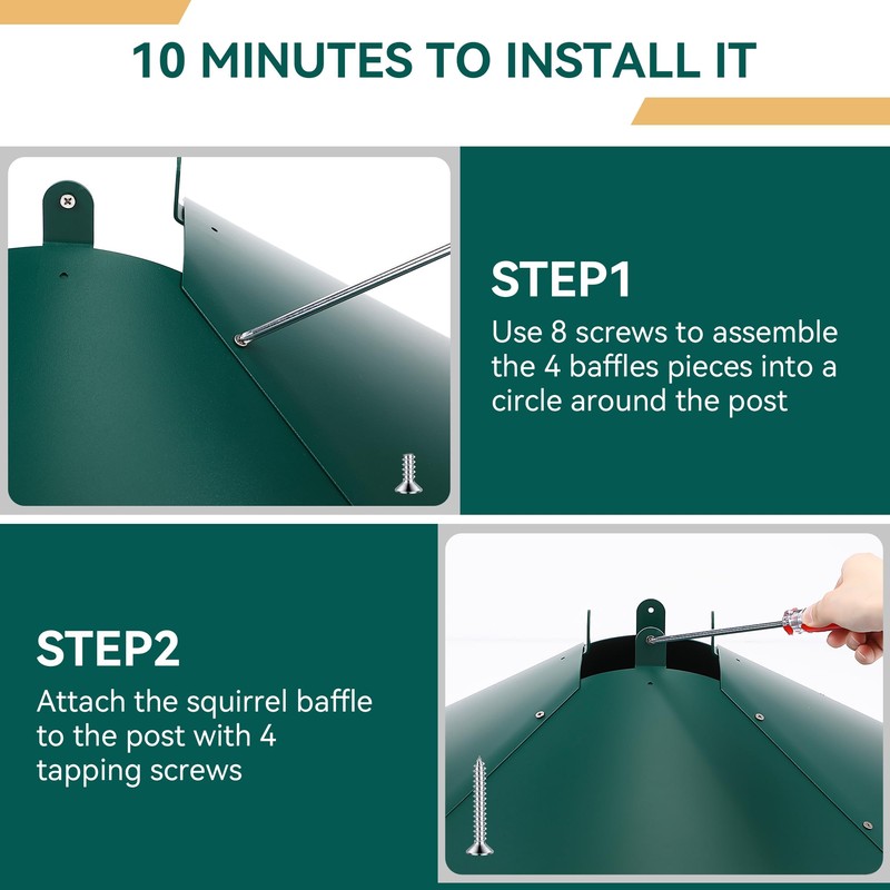 Qualirey 1 Pack 21.5 Inch Metal Squirrel Proof Baffle for