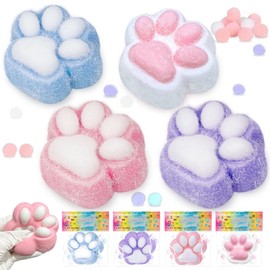 Stress Relief Toy Taba Cat Paw, 4Pcs Squeeze Toy Paw, Cute Sensory Toys, Handmade Soft Silicone Sticky Toys, Bouncy Stress and Relaxation Toy, Stretchable Springy Cat Paw, Gifts for 3-10 Year Old Girl