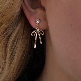 Gold Bow Earrings Gold Hoop Earrings for Women Trendy Bow Jewelry Christmas Gifts Stocking Stuffers for Women