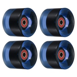 PATIKIL 60mm Longboard Wheels with Bearings ABEC-9, 4 Pack Street Wheels for Skateboards Cruiser Wheel Replacement 80A, Clear Blue Red