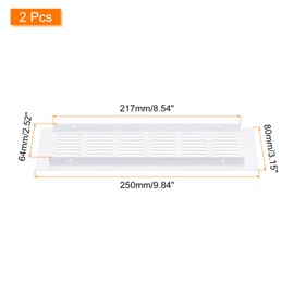 sourcing map Cover Ventilation Openings 2 Pieces 250 x 80 mm - Aluminium Alloy Mesh Air Return Vent Cover Rectangle Slats Ventilation Grille for Shoe Cabinet Wardrobe (White)