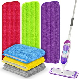6 Pack Reusable Mop Pads Compatible with Swiffer PowerMop, Wood Floor Pads Microfiber Mop Replacement Refills Machine Washable for All Floor Surfaces