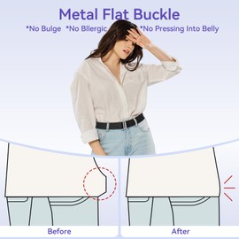 NQIYOOH No Show Elastic Belts for Women with Invisible Flat Buckle Stretch Web Strap Belt for Jeans Pants Dresses,Black,Suit for US Size 0-16