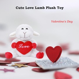 Tiny Heart Love Lamb Plush Toy 13cm/5”, sit Cuddly Stuffed Animal Cute Sheep Super Soft Home Decoration Toys Romantic Valentine's Day Gifts for Boys Girls Kids red