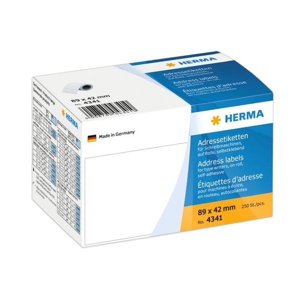 HERMA 4341 Adressetiketten für Schreibmaschinen auf Rolle, 89 x 42