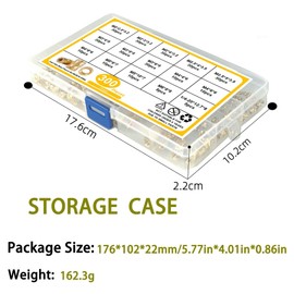 300Pcs Threaded Inserts M2 M2.5 M3 M4 M5 M6 Female Thread Metric Knurled Nuts Assortment Kit Brass Heat Set Insert for Plastic and 3D Printing Components