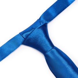 Ladeheid Children's Tie for Boys - Elegant Shiny Look, Pre-Tied with a Velcro Fastening, Perfect for Special Occasions - Stylish Tie Size 31 cm x 4 cm TKS, navy