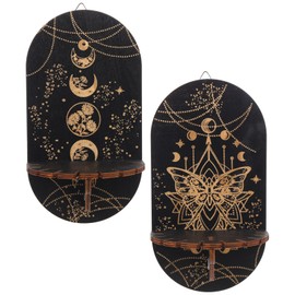 Operitacx 2pcs Wooden Display Stand Wall-mounted Crystal Shelf Bohemian Decor Bookcase Home Decor Crystal Holder for Party