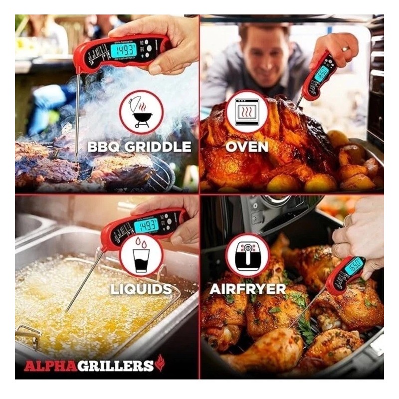 Alphagriller Instant Read Meat Thermometer for Cooking Grill and BBQ