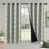 RYB HOME 100% Green Blackout Patterned Curtains for Bedroom, Farmhouse