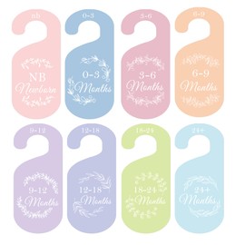 8 Pack Baby Closet Dividers Watercolor Plants Clothing Organizer Double-Sided Colorful Hanger for Newborn to 24 Months (Simple)