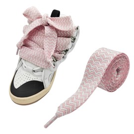 UamGlsob 3cm Thick Fat Shoe Laces for Sneakers, Original Jumbo Chunky Shoelaces Shoe Strings Replacement Laces (Pink+White, 54''/140cm)