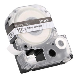 Labelling Device Compatible Label Tapes as Replacement 12 mm Label Maker Laminated Tape Black on Clear Compatible with LW Series Label Printers