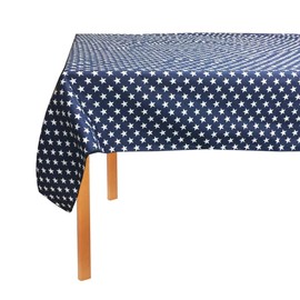 lovemyfabric Poly Cotton Patriotic Stars Print Tablecloth for Party, Dinner National Events (58"X58", Navy Blue)