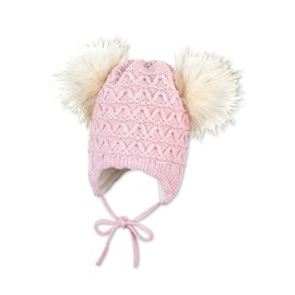 Sterntaler Baby Girl Knitted Hat Baby Knitted Hat Structure with Ear Flaps, pink