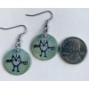 Hand Painted Pitroglyph Green Owl Sea Shell Earring