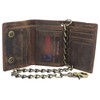 Men's RFID Blocking Trifold Vintage Leather Biker Chain Wallet With