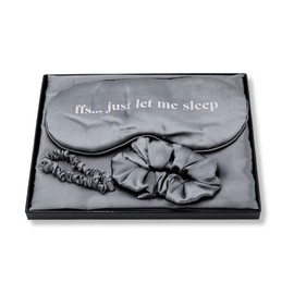 FFS Beauty Satin Sleep Set | Silky Smooth Pillowcase Comfortable Eye Mask Gentle Satin Scrunchies | Luxury Night-Time Essentials | Pillowcase, Eye Mask, Scrunchies (Silver)