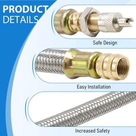 DUZFOREI 4 Pack 7"/180mm Valve Stem Extenders Kit, Stainless Steel Braided Extension Adaptors Replacement for Most Car Truck Trailer RV Vehicles