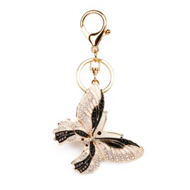 TOPASION Cute Butterfly Rhinestone Keychain for Women Charms for Purses (White B)