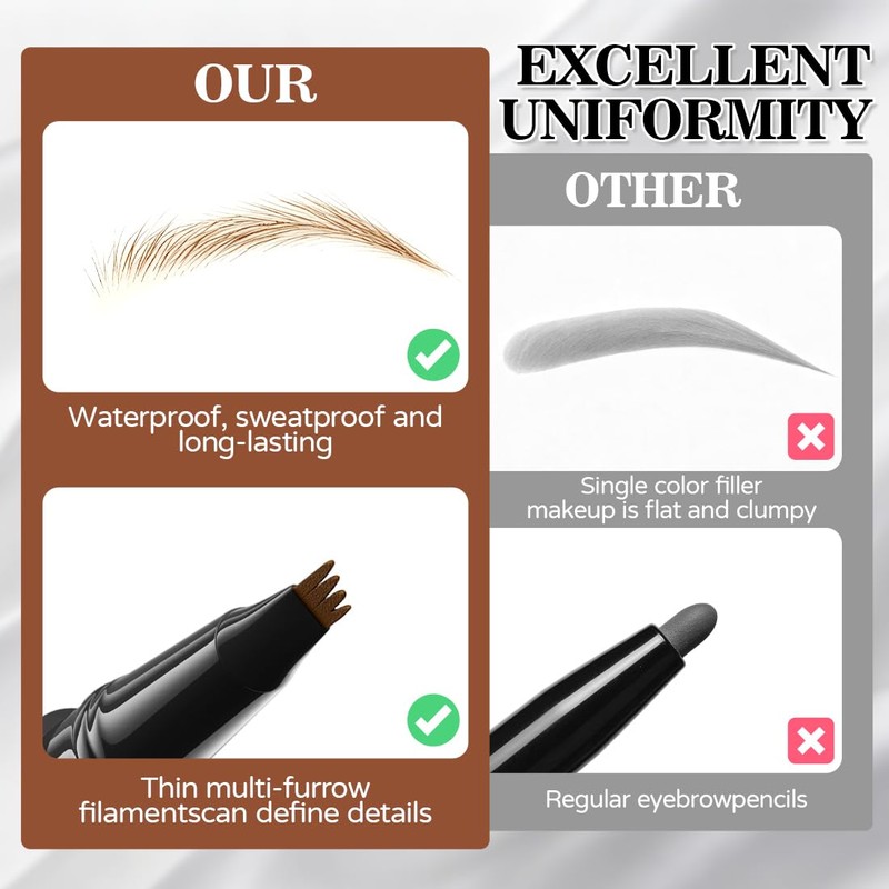 Eyebrow Pencil, 2-in-1, Microblading Eyebrow Pencil, Hair Drawing, 4D Eyebrow