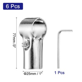 sourcing map 6Pcs 180 Degree Structural Pipe Connectors 2 Way End Rails Clamp with Wrench Stainless Steel Corner Pipe Fittings for DIY Shelf Garden Support 1"/1.1" Fit Pipe Dia, Silvery
