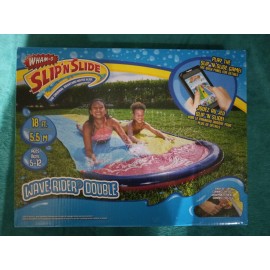 Wham-O SLIP N SLIDE WAVE RIDER DOUBLE INFLATABLE WATER SLIDE RACE KID FUN PARTY