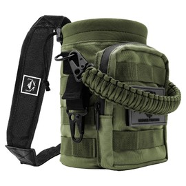 NATURE PIONEOR 32 64 128oz Tactical Water Bottle Pouch, Multi-Function Tactical Water Bottle Bag with Adjustable Shoulder Strap, Half/One Gallon Molle Strap Carrier Holder