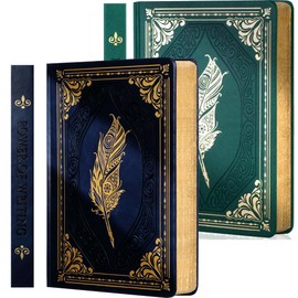 CAGIE 320 Pages Thick Hardcover Journaling Notebooks Vintage Leather Journal for Women Men A5 College Ruled Journals for Writing with Gift Box, 5.7 x 8.3 in, Green 2