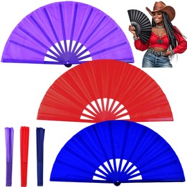 Fans for Line Dancing 3Pack Boots on The Ground Hand Fan Clack Clacking Large Folding Fans Big Handheld Clapping Snapping Cowboy Clacker Line Dance Popping Fan That Make Sounds pop(Red+Purple+Navy)