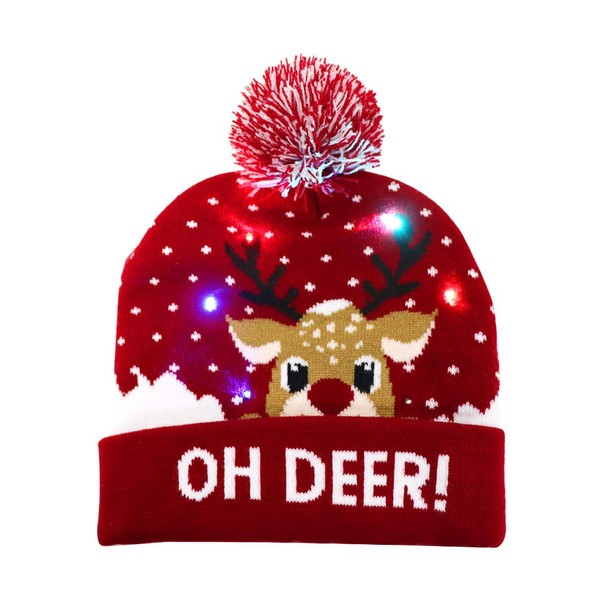 OurWarm Light Up Christmas Hat Knit Ugly Hat Family Xmas Party Holiday Christmas Beanie