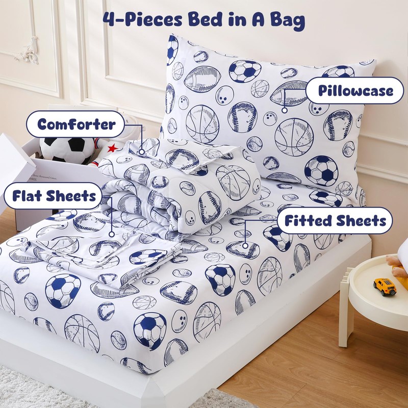LONAVA Toddler Kids Comforter Set - 4 Pieces Toddler Bedding