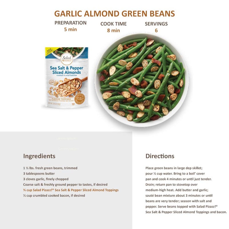 Salad Pizazz Sliced Almonds, Sea Salt Cracked Pepper, Non-GMO, All-Natural,