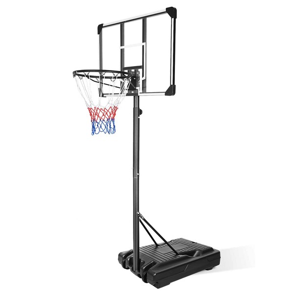 Icoud Portable Basketball Hoop System Ajustable Height Basketball Goals 6.2-8.5ft ,36 inch Background with Wheels for Youth Black