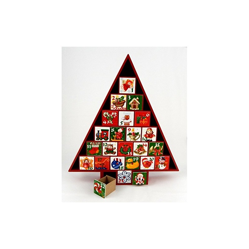 Home Bazaar - Festive Red Tree - Wooden Advent Calendar
