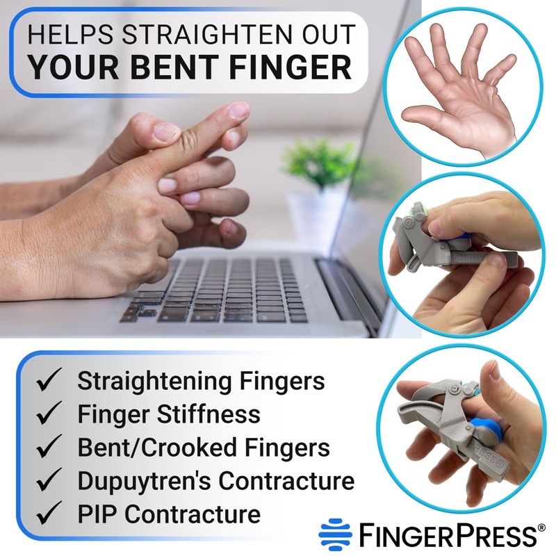 FingerPress Finger Straightener | PIP Extension Orthosis/Splint For Bent Fingers,
