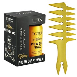 Totex Hair Styling Texturising Matte Powder Wax 20g & Wide Tooth Hair Styling Gold Comb