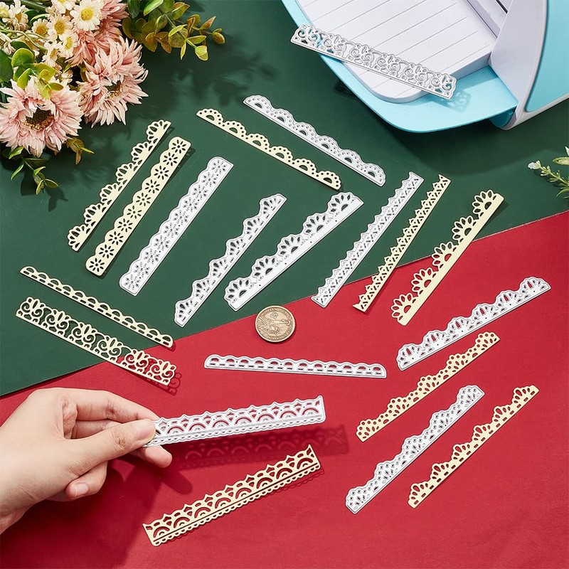 BENECREAT 10pcs Cutting Dies Lace Pattern Stainless Steel Stencil Scrapbooking