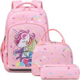 Meisohua Unicorn Backpack for Girls School Backpack 3 in 1 Set Elementary Kindergarten School Bags for Girls with Chest Strap and Lunch Tote Pencil Bag
