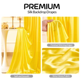 Gold Satin Backdrop Curtains 2 Panels - Glitter Photo Drapes for Baby Shower, 10x10FT Shimmer Back Drop Cloth, Wrinkle Free for Birthday Graduation Home Party Wedding Background
