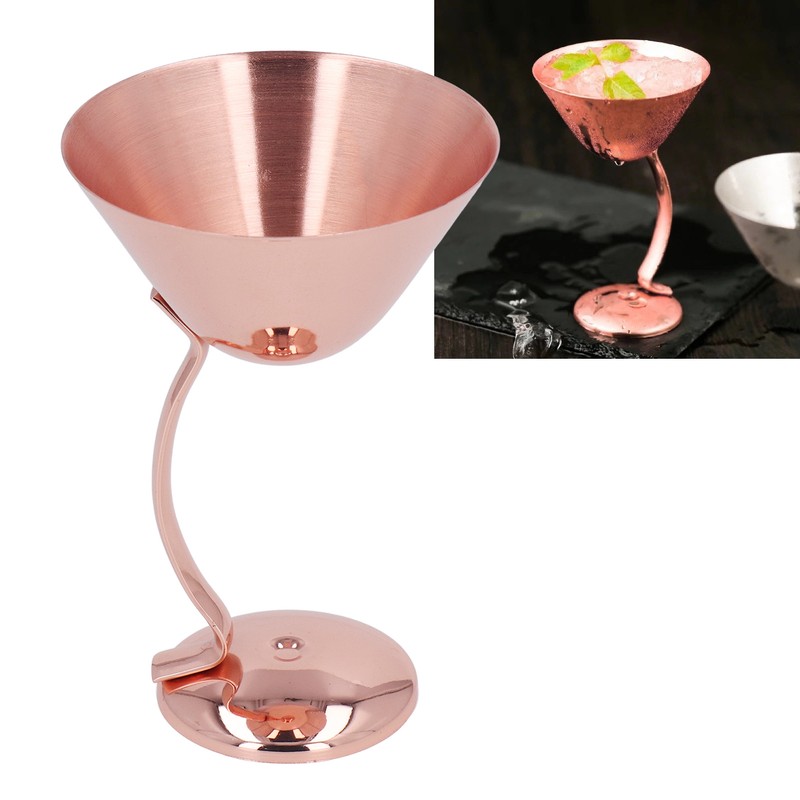 150ml Stainless Steel Martini Cocktail Glass Copper Plated Metal Wine