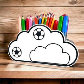 KAJAWIS Pencil Organiser, Children's Organiser, Eco-Friendly, Pen Holder, Cloud, Desk, Pencil Box (Black_ball)