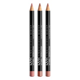 NYX PROFESSIONAL MAKEUP Slim Lip Liner Set, Long-Lasting Creamy Lip Liner Pack Of 3 (Peakaboo Neutral, Nude Pink, Ever)