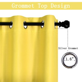 DECOVSUN Bright Yellow Valance for Kitchen Windows Solid Gold Yellow Blackout Curtain Valance with Grommet for Bedroom Short Straight Drape Valance for Living Room 70X18 1 Panel