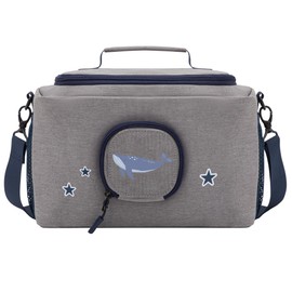 JP Journey Bag for Toniebox Boy - for Figures and Box in the Car and for Travel, Gray-blue whale, Shoulder bag with flexible inner compartments and speaker opening