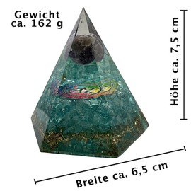 CHONIT Orgonite Pyramid Turquoise Hexagonal Protection Small with Rock Crystal for Home Decoration